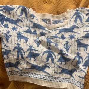 Rebels Rebel Blue and White Graphic Sweater-Vintage